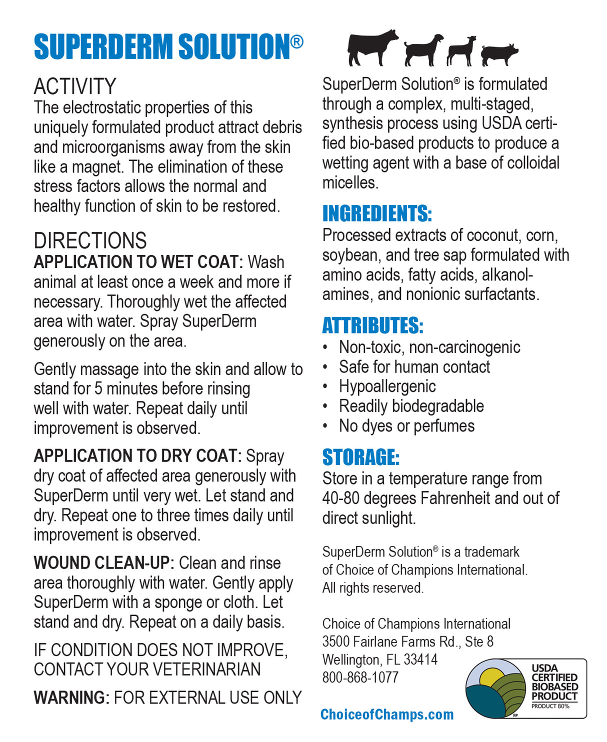 SUPERDERM SOLUTION CONCENTRATE (Livestock)